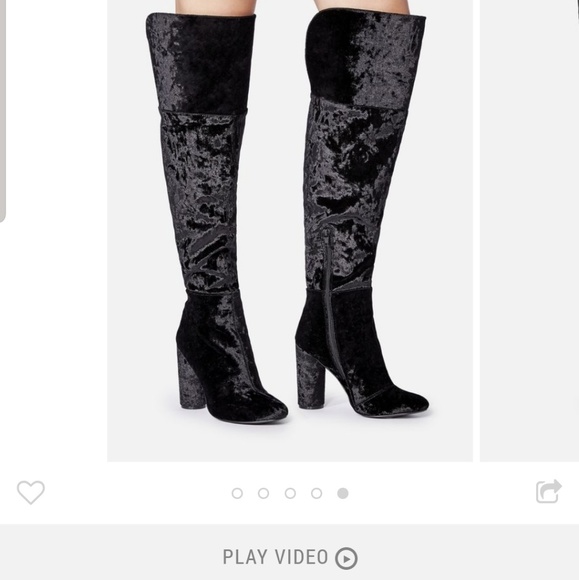 Black velvet boots new never worn - Picture 1 of 3